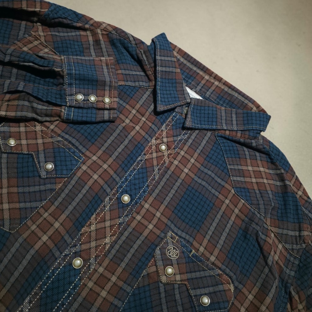 Wrangler Western Shirt Mens 2XL Plaid Flannel Pearl Snap Long Sleeve Vintage